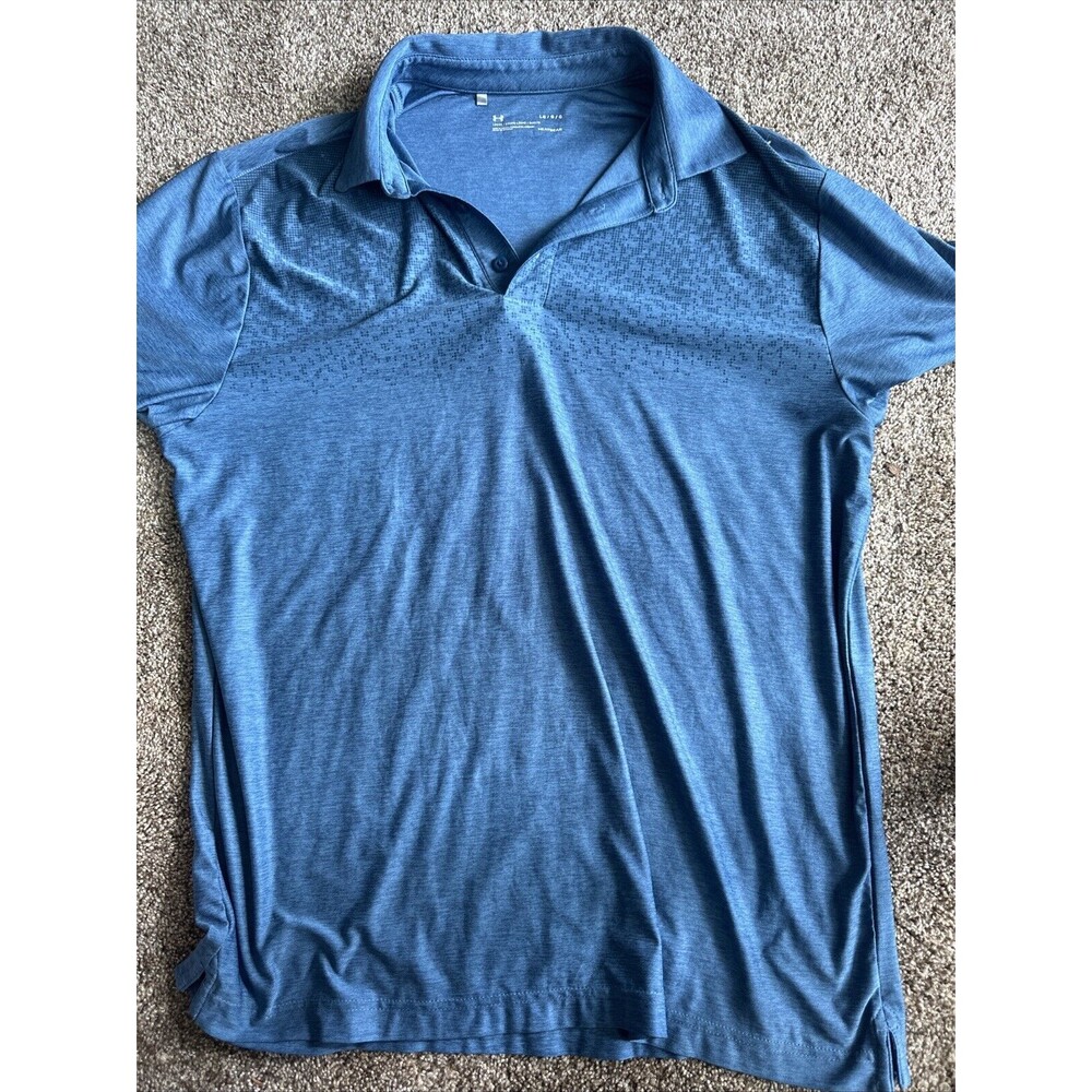 Under Armour Heat Gear Mens Blue Polo Shirt Size L